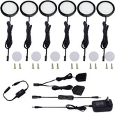 AIBOO LED-Beleuchtungsset für unter den Schrank, schwarze Abdeckung, mit Touch-Dimmerschalter für Küchenschrankbeleuchtung (6 Lichter, Warmweiß 2700 K, Tagesweiß 6000 K)